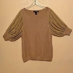 Denim 24/7 Women's Brown Lace Sleeves Knit Sweater Size M